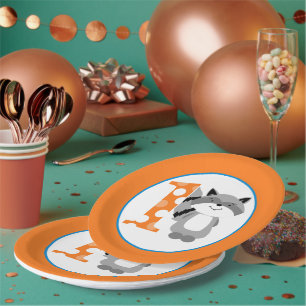 Plato De Papel Woodland Raccoon 1.ᵉʳ cumpleaños Fiesta Plate