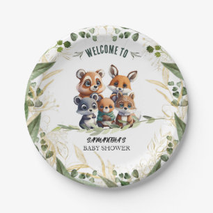 Plato De Papel Woodland se pregunta: Baby Shower de un amigo fore
