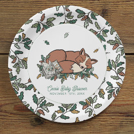 Plato De Papel Woodland Storybook Fall Fox Baby Shower