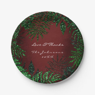 Plato De Papel Woodland Tropical Burgundy Cali Green Gracias