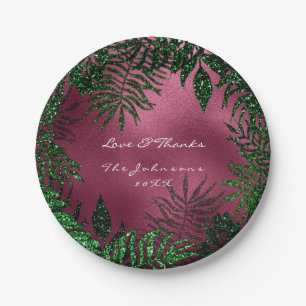 Plato De Papel Woodland Tropical Burgundy Cali Green Gracias