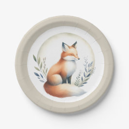 Plato De Papel Woodland Whisper- Fox Illustration 