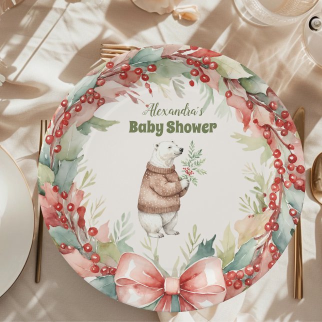 Plato De Papel Woodland Winter Navidades Baby Shower (Subido por el creador)