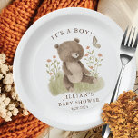 Plato De Papel Woodland Wonder Bear<br><div class="desc">Presentamos nuestro encantador diseño de ducha para bebés de animales de bosque, perfecto para celebrar la llegada de su pequeño. Diseñado con atención a los detalles, este diseño presenta un ilustracion adorable de un oso de bosque que crea un tema caprichoso e inspirado en la naturaleza. Los suaves colores de...</div>