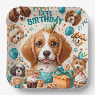 Plato De Papel Woof-tastic Dog Happy Birthday Tableware