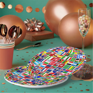 Plato De Papel World Flags Globe, Internacional,