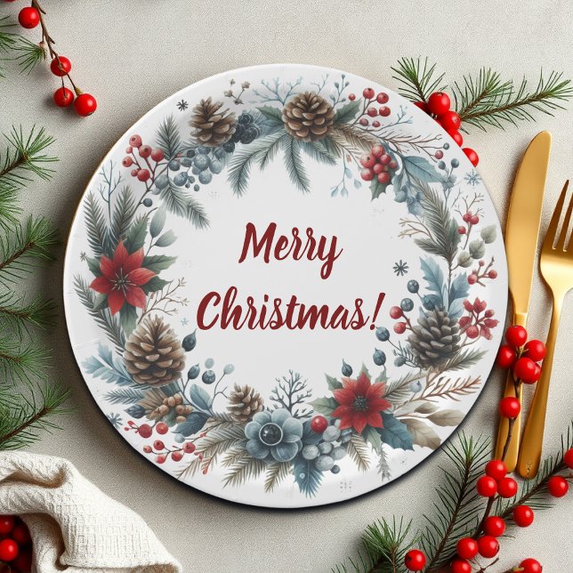 Plato De Papel Wreath de pieles florales de invierno (Subido por el creador)