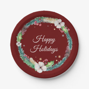 Plato De Papel Wreath de vacaciones de bonito Boho