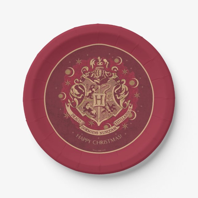 Plato De Papel Wreath de vacaciones Escudo Red HOGWARTS™ (Anverso)