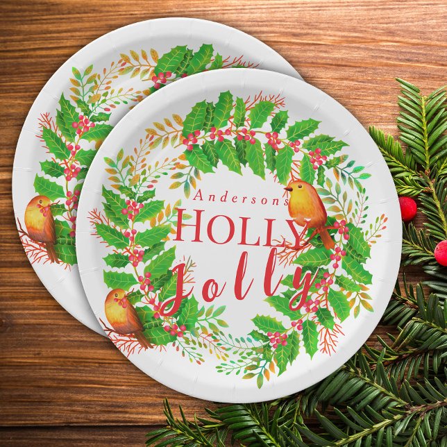 Plato De Papel Wreath Holly Jolly White (Lovely Wreath Holly Jolly Design.)