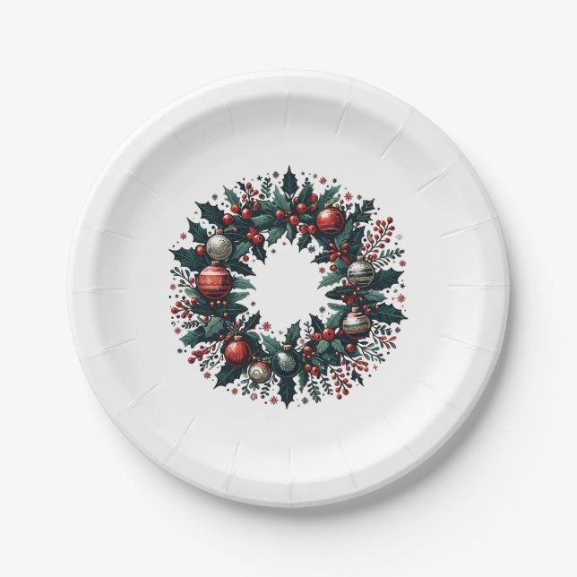 Plato De Papel Wreath navidades (Anverso)