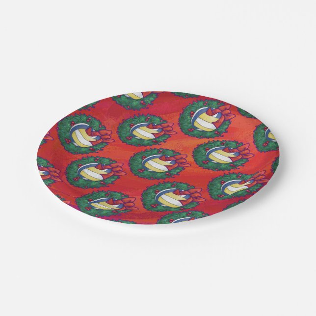 Plato De Papel Wreath, Navidades de voleibol (Angular)