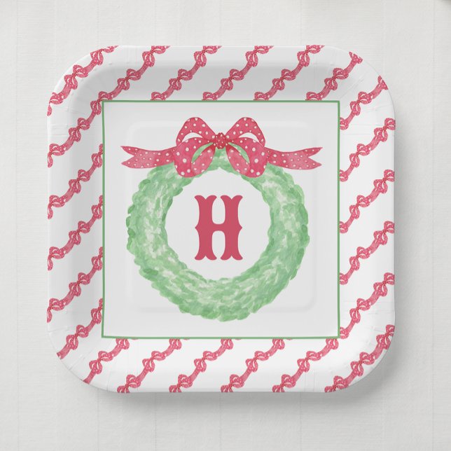 Plato De Papel Wreth Monograma de la colisión de puntos de polka  (Subido por el creador)