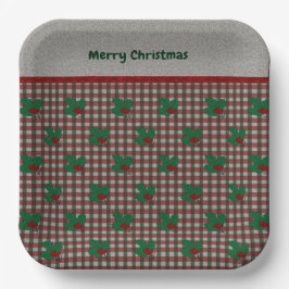 Plato De Papel Xmas Gingham de los años 1940