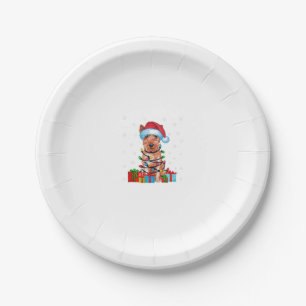 Plato De Papel Xmas Luces Santa Soft Coated Wheaten Terrier Dog