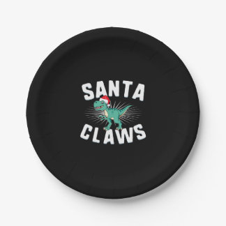 Plato De Papel Xmas T-Rex Christmas Santa Claws  
