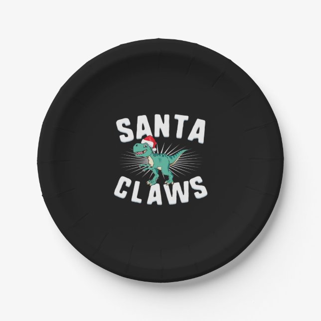 Plato De Papel Xmas T-Rex Christmas Santa Claws   (Anverso)