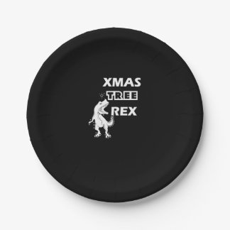 Plato De Papel Xmas Tree Rex - Divertidos Navidades de Dinosaurio