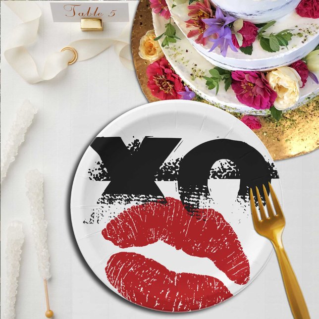 Plato De Papel XO XO me besa Placas de papel retro / barbacoa, Fi (Subido por el creador)