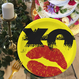 Plato De Papel XO XO me besa Placas de papel retro / barbacoa, Fi