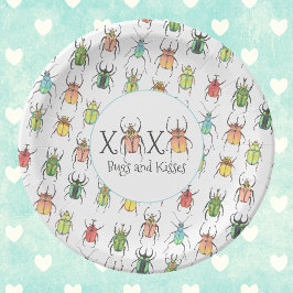 Plato De Papel XOXO Los insectos de San Valentín y los insectos d