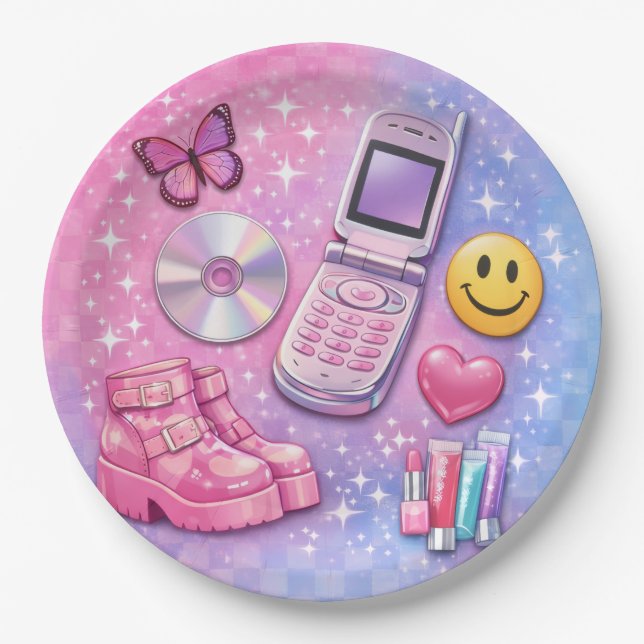 Plato De Papel Y2K 2000's Party Plate (Anverso)