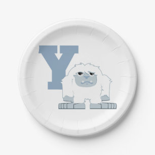 Plato De Papel Y es para el Yeti Monstruo de dibujos animados lin