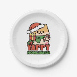 Plato De Papel Yappy Howlidays - Personalizado de perros Navidade