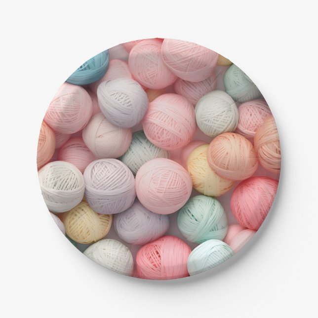 Plato De Papel Yarn Ball Plate Craft Fiesta Tea Fiesta (Anverso)