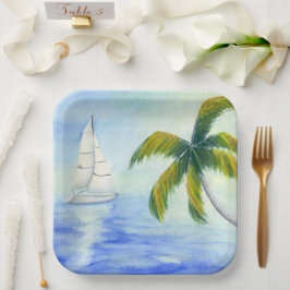 Plato De Papel Yate en el mar Palma