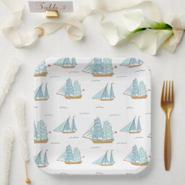 Plato De Papel Yates de verano con velero