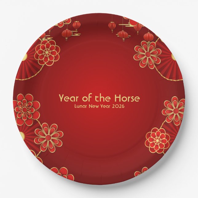 Plato De Papel Year of the Horse Chinese New Year (Anverso)