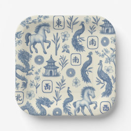 Plato De Papel Year of the Horse Mahjong Paper Plates
