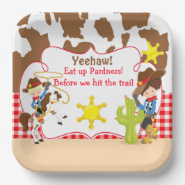 Plato De Papel Yeehaw Cowboy partido de cumpleaños occidental