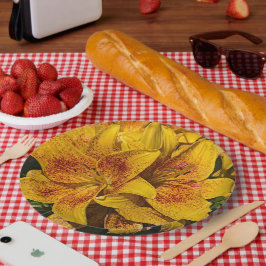 Plato De Papel Yellow Asiatic Lily Blooms Floral