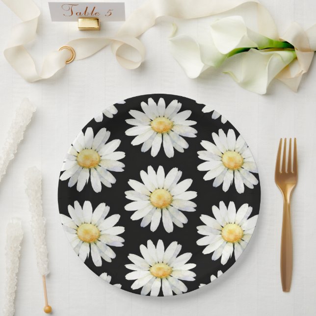 Plato De Papel Yellow Dotted Daisy's (Boda)