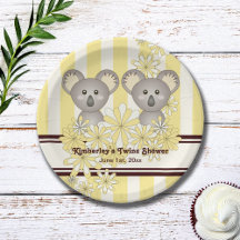 Yellow Koala Twin Baby Shower / Cumpleaños de los