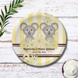 Plato De Papel Yellow Koala Twin Baby Shower / Cumpleaños de los