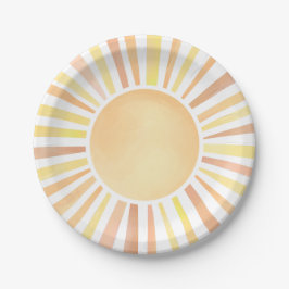 Plato De Papel Yellow Orange Sun