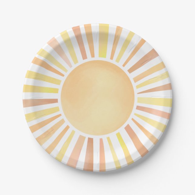 Plato De Papel Yellow Orange Sun (Anverso)