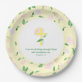 Plato De Papel Yellow Spring Watercolor Floral 