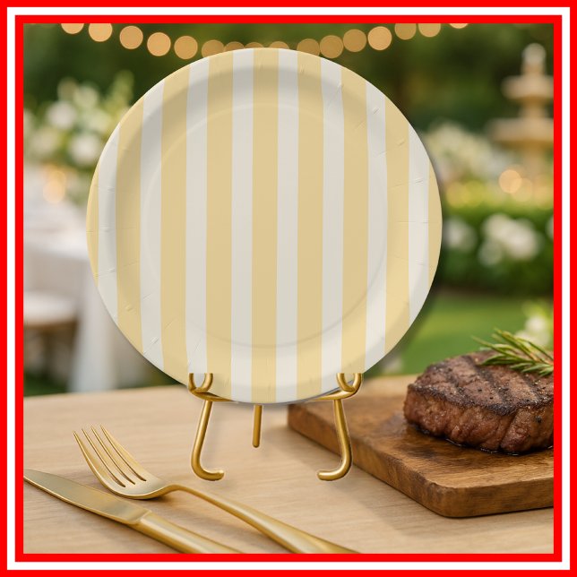 Plato De Papel Yellow Stripes La Dolce Vita Lemons Italian PLAIN (Subido por el creador)