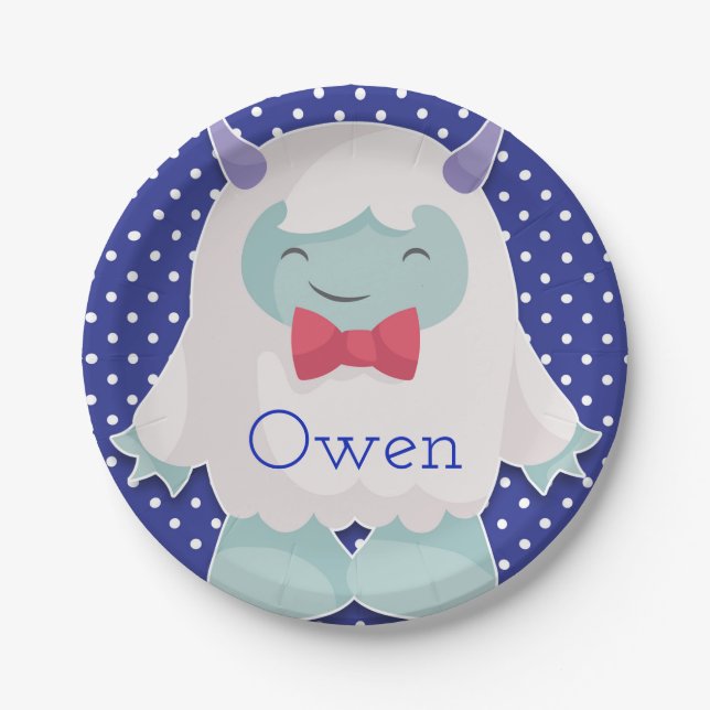 Plato De Papel Yeti celebra el abominable cumpleaños de los hombr (Anverso)