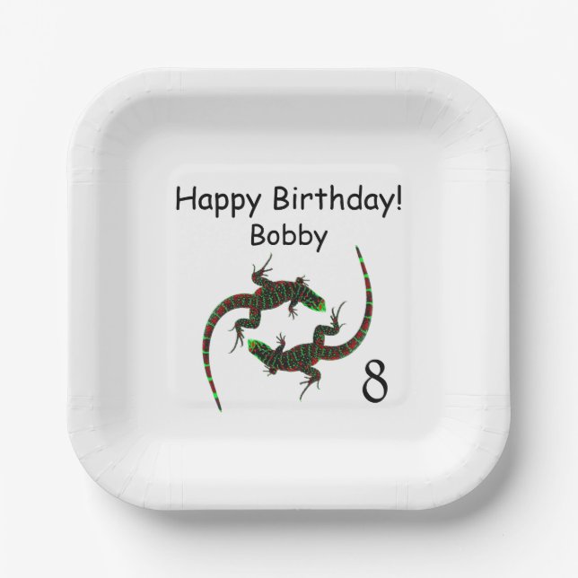Plato De Papel Yin Yang Lizards Age Birday (Anverso)