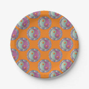Plato De Papel Yin Yang Medallion Violet Turquoise