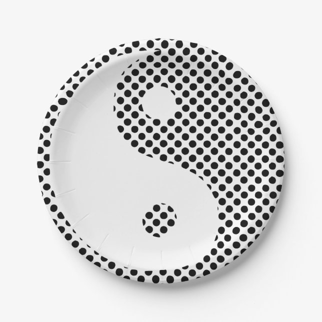 Plato De Papel Yin Yang - Placas de papel polka (Anverso)
