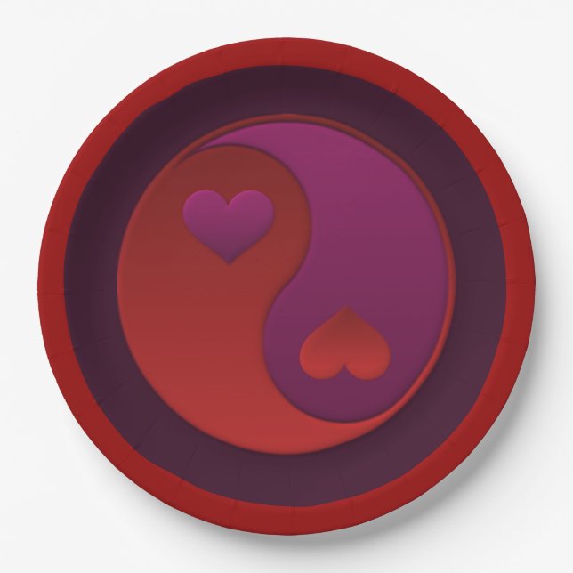 Plato De Papel Yin Yang Valentines (Anverso)