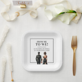 Plato De Papel YO A NOSOTROS | Elegante negro y blanco