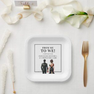 Plato De Papel YO A NOSOTROS   Elegante negro y blanco