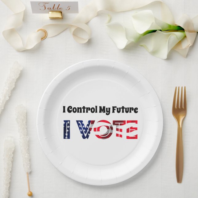Plato De Papel Yo controlo mi futuro - Yo voto (Boda)
